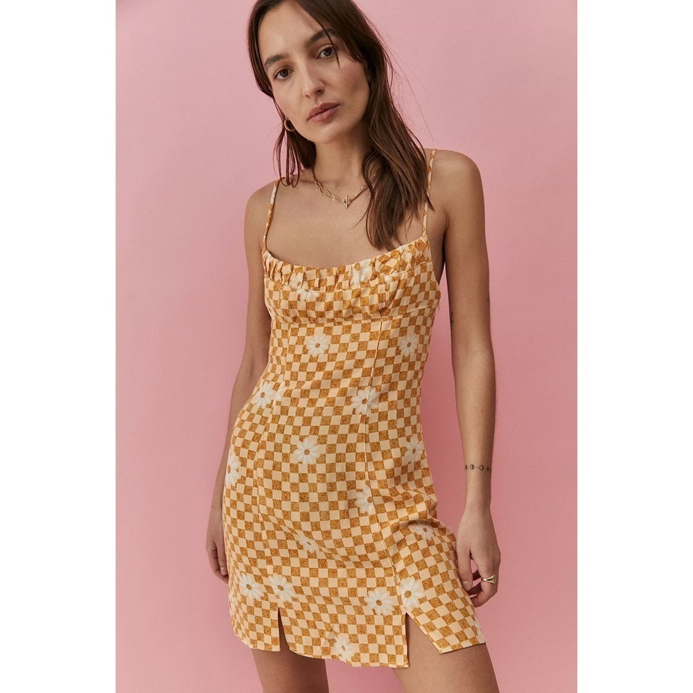Uo Lumi Daisy Check Print Mini Dress